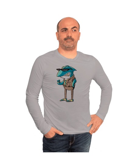 Camiseta Hombre Manga Larga Tiburón